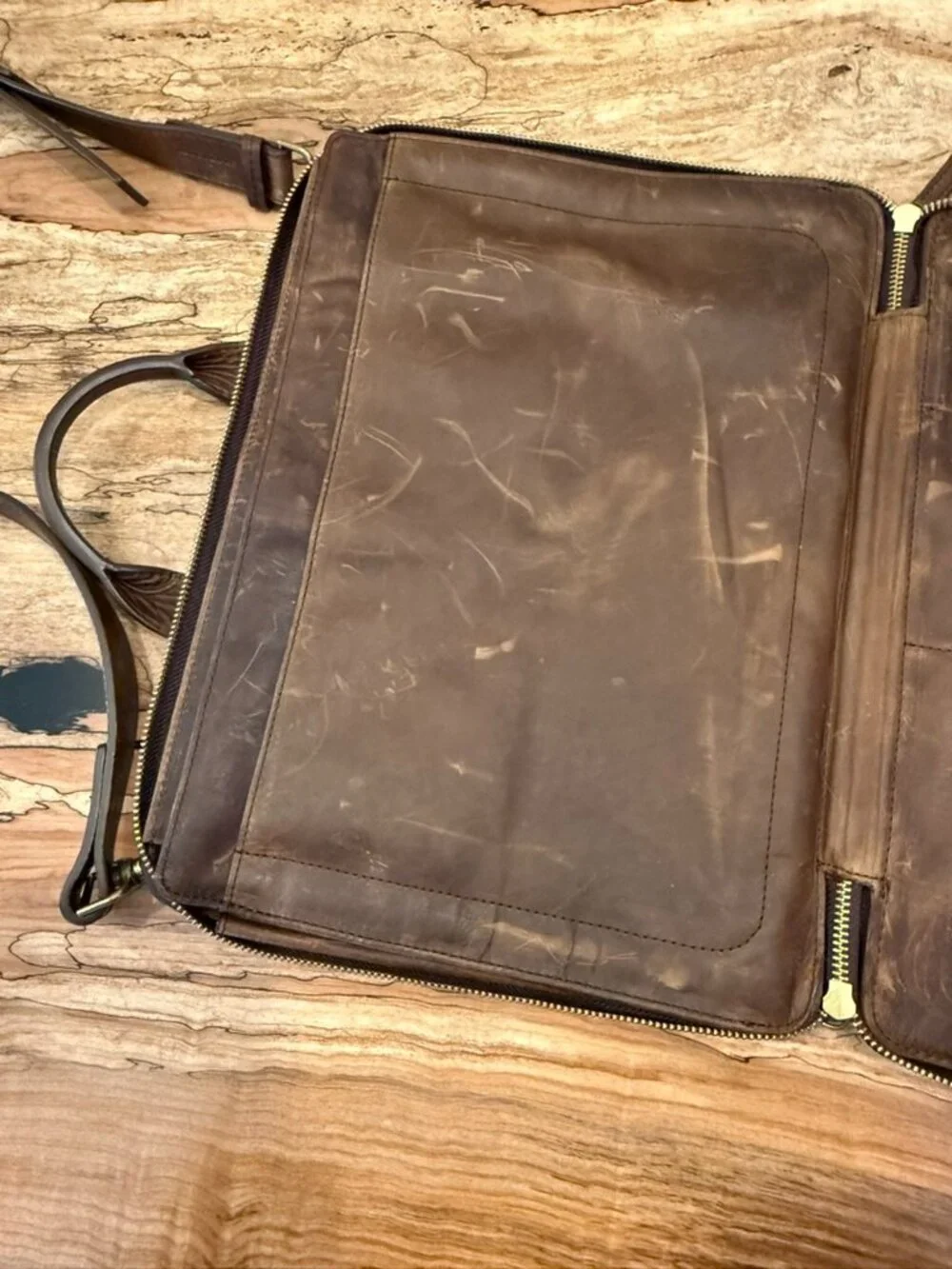 Genuine Leather Laptop Briefcase | Dark Brown | Vintage Distressed Leather